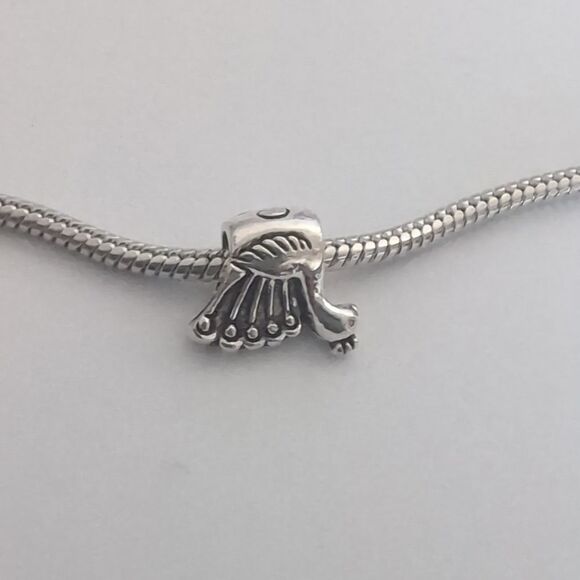 Silver Peacock Charm for Pandora Style Bracelet - Picture 4 of 4